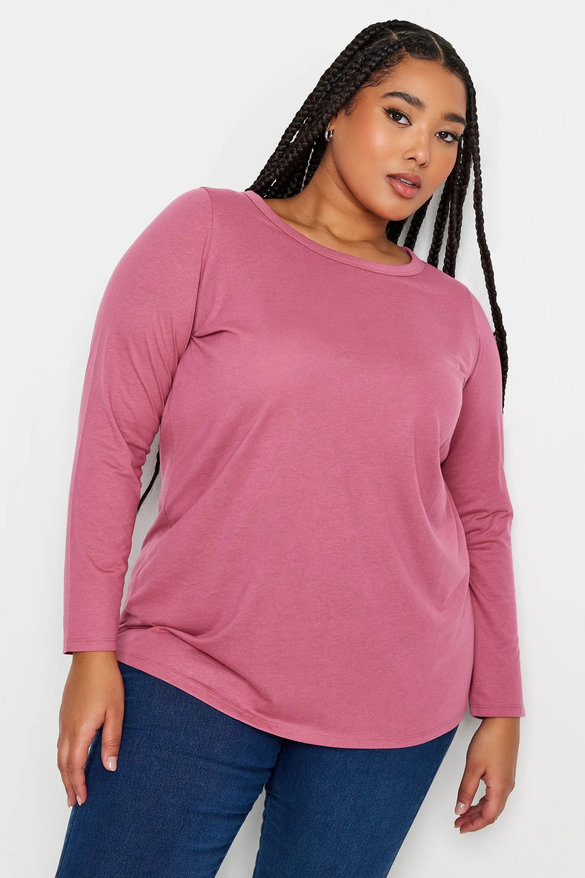 YOURS Curve Pink Long Sleeve Top