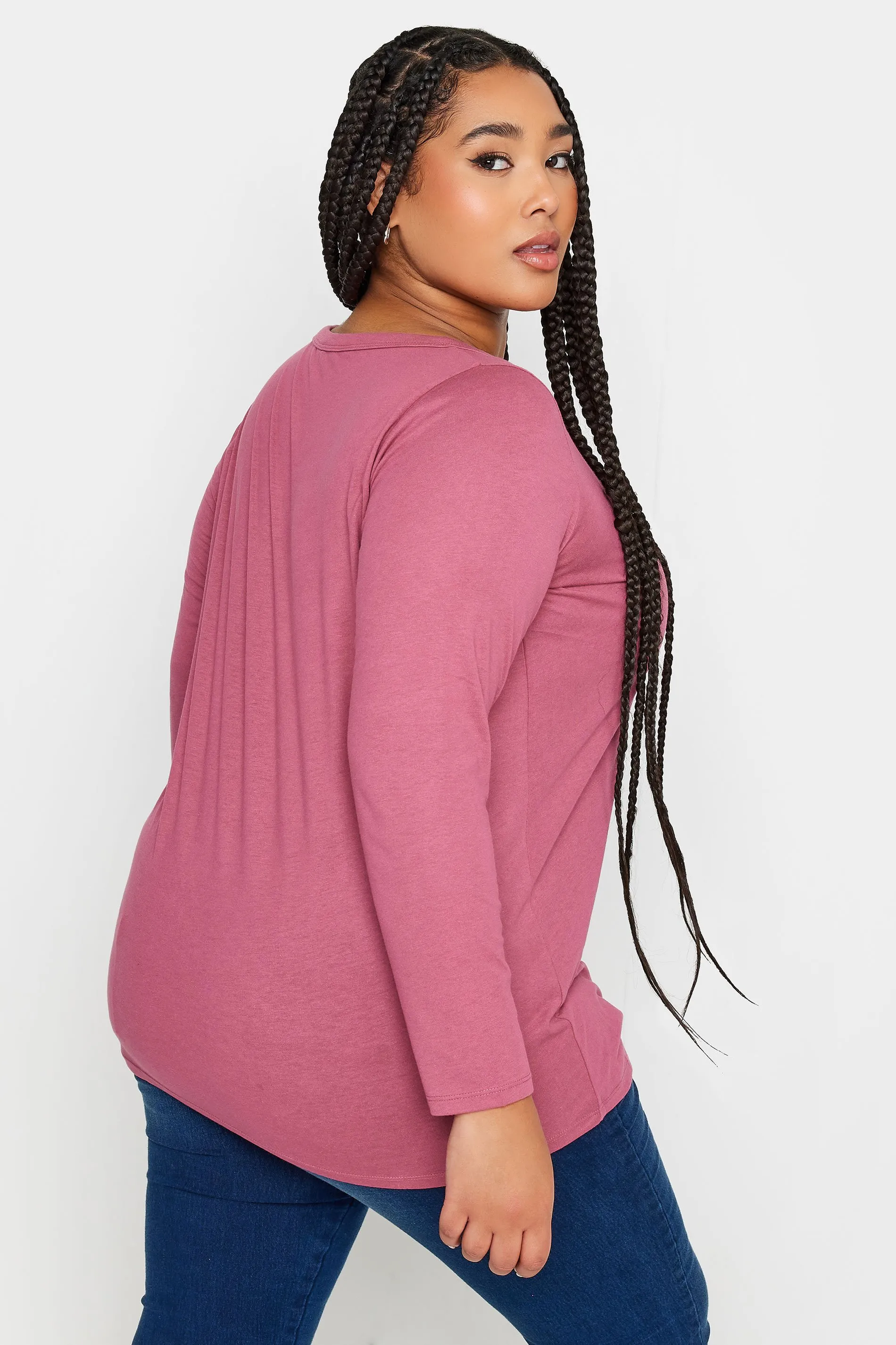 YOURS Curve Pink Long Sleeve Top